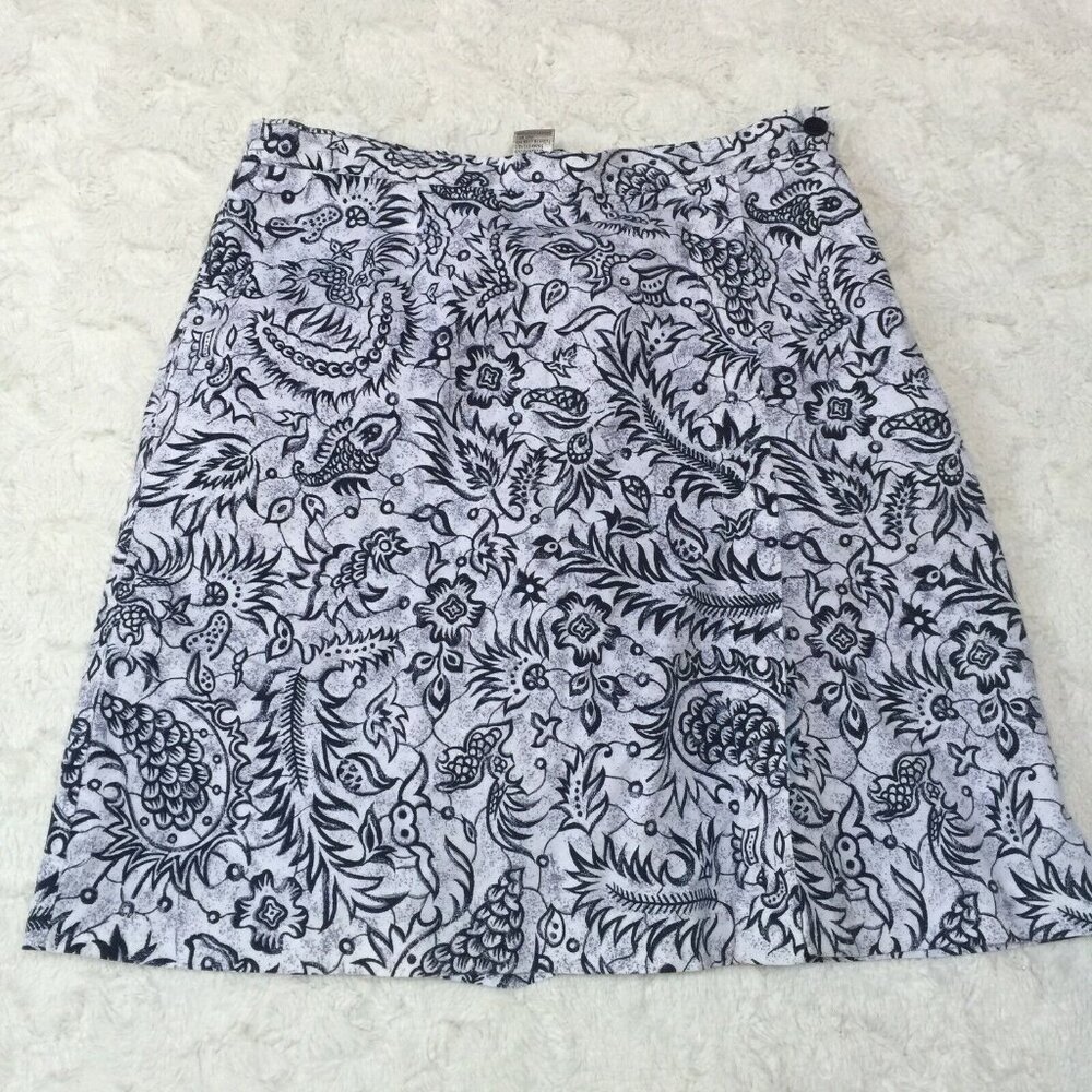 Tehama Nancy Haley Women's Size 10 White Black Floral Tennis Golf Skort Skirt